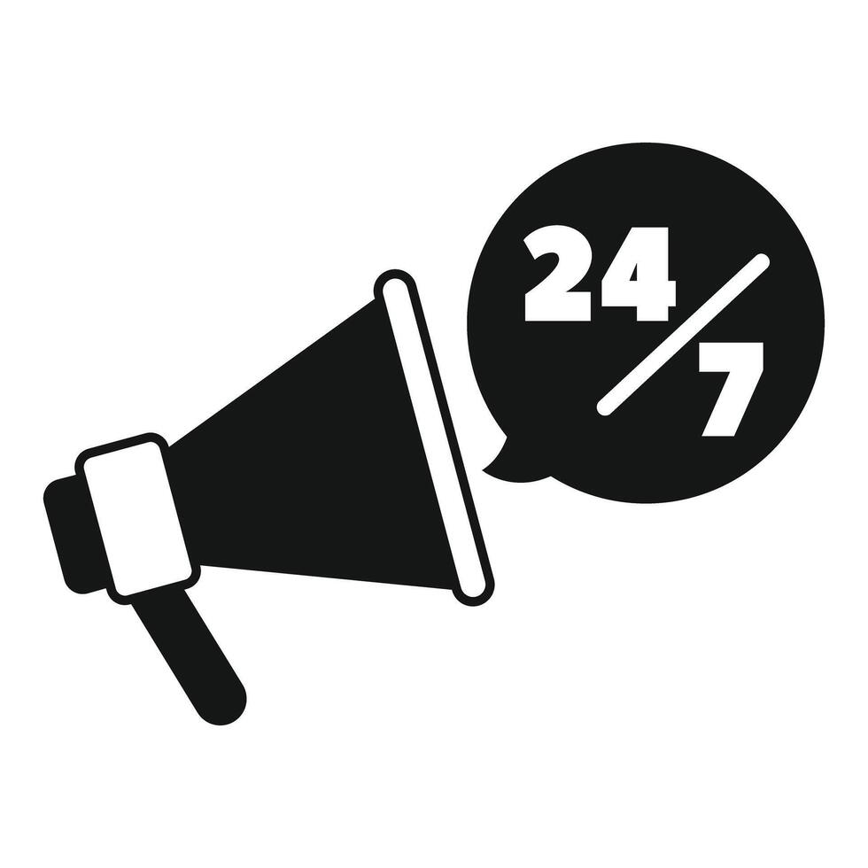 Megaphone announcing 247 availability icon, simple style vector
