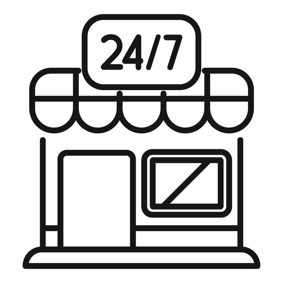 Shop with 24 7 open sign is representing non stop shopping vector