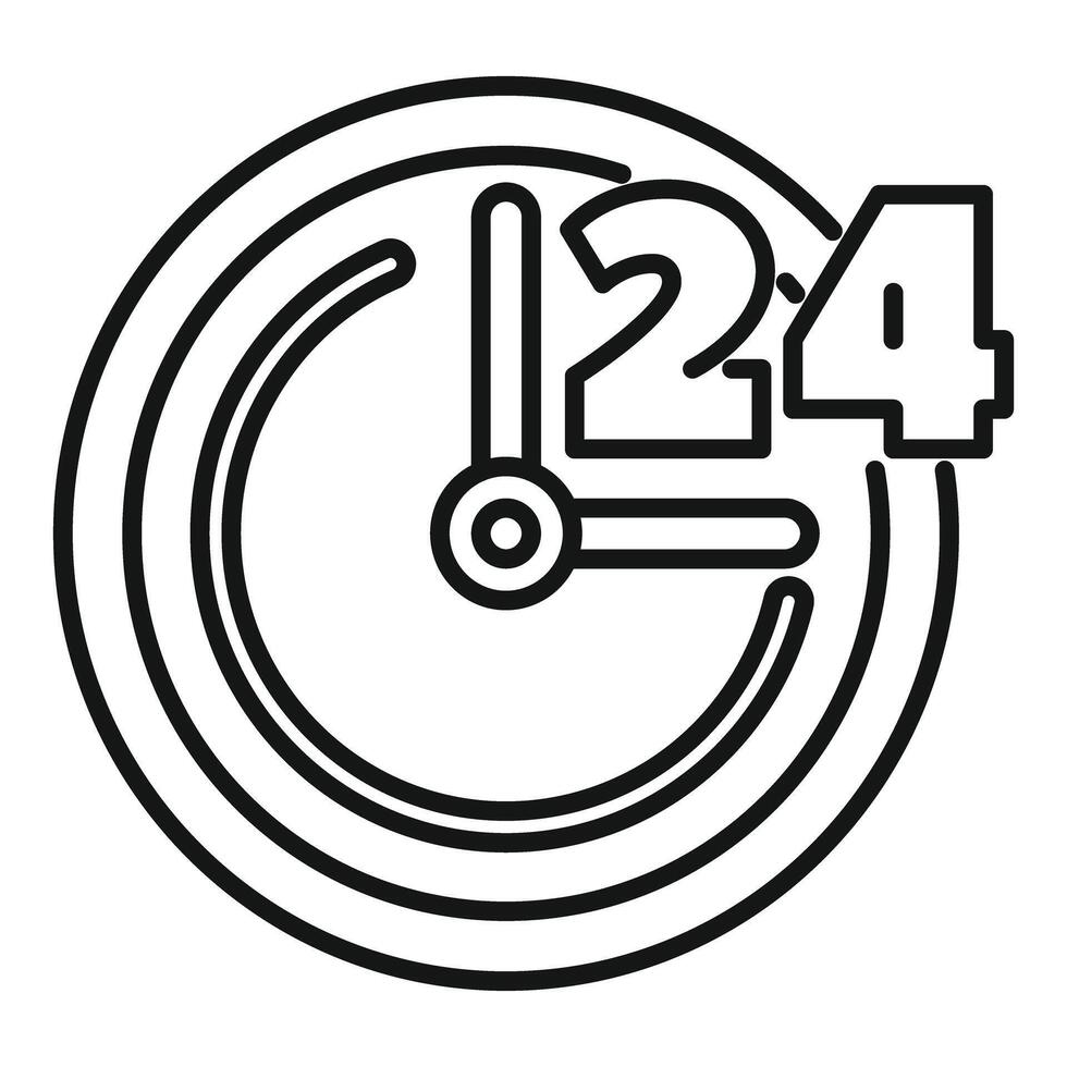 Clock showing 24 hours open around the clock concept vector