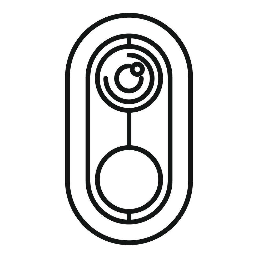 Line icon of a smart doorbell camera recording footage vector
