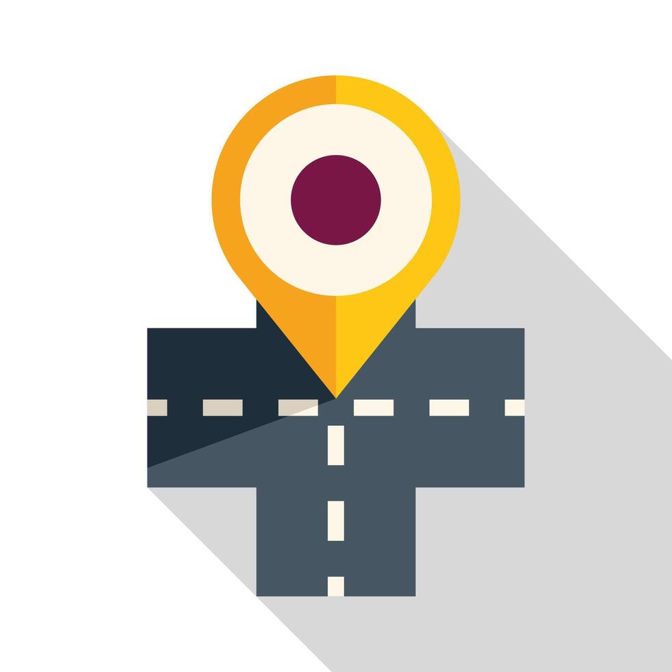 Location pin marking destination point on road vector