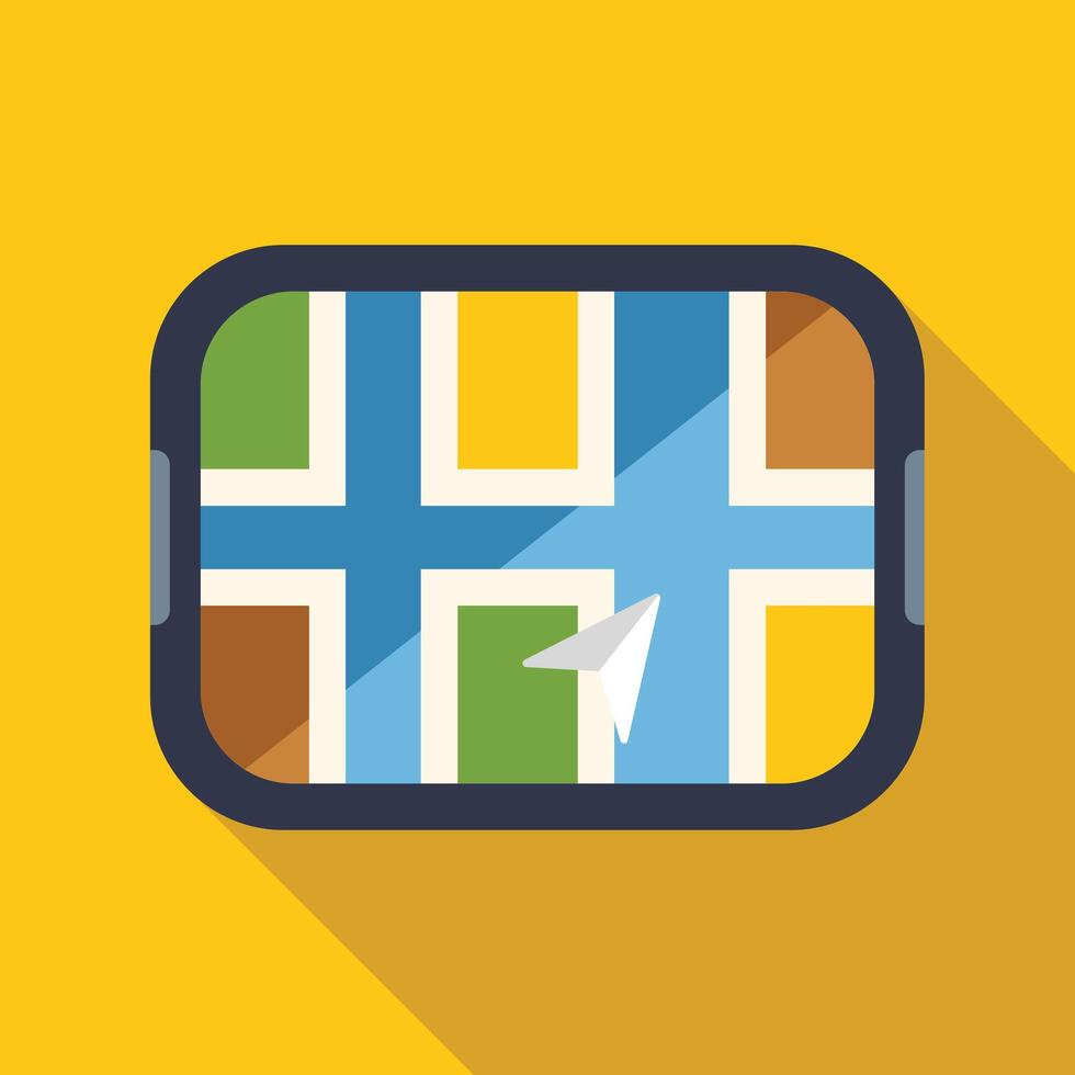 Smartphone showing city map with gps navigation app vector