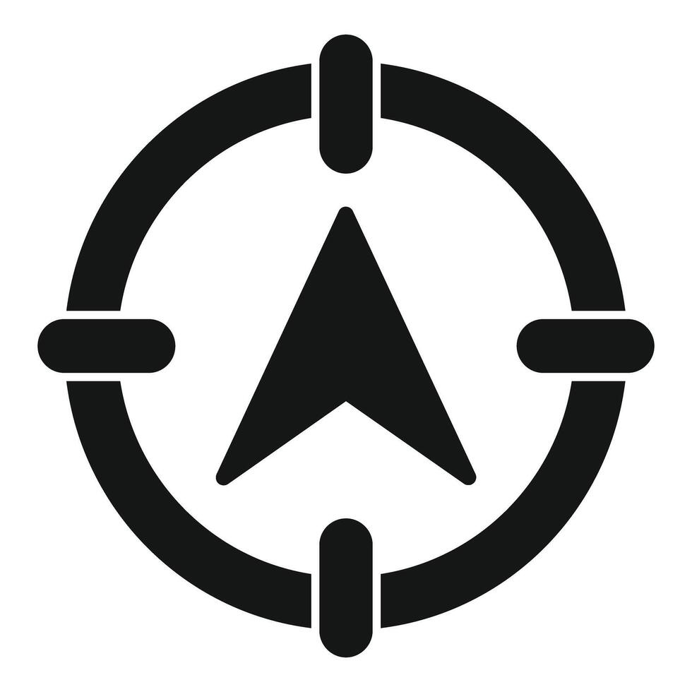 Black compass pointing north icon showing direction vector