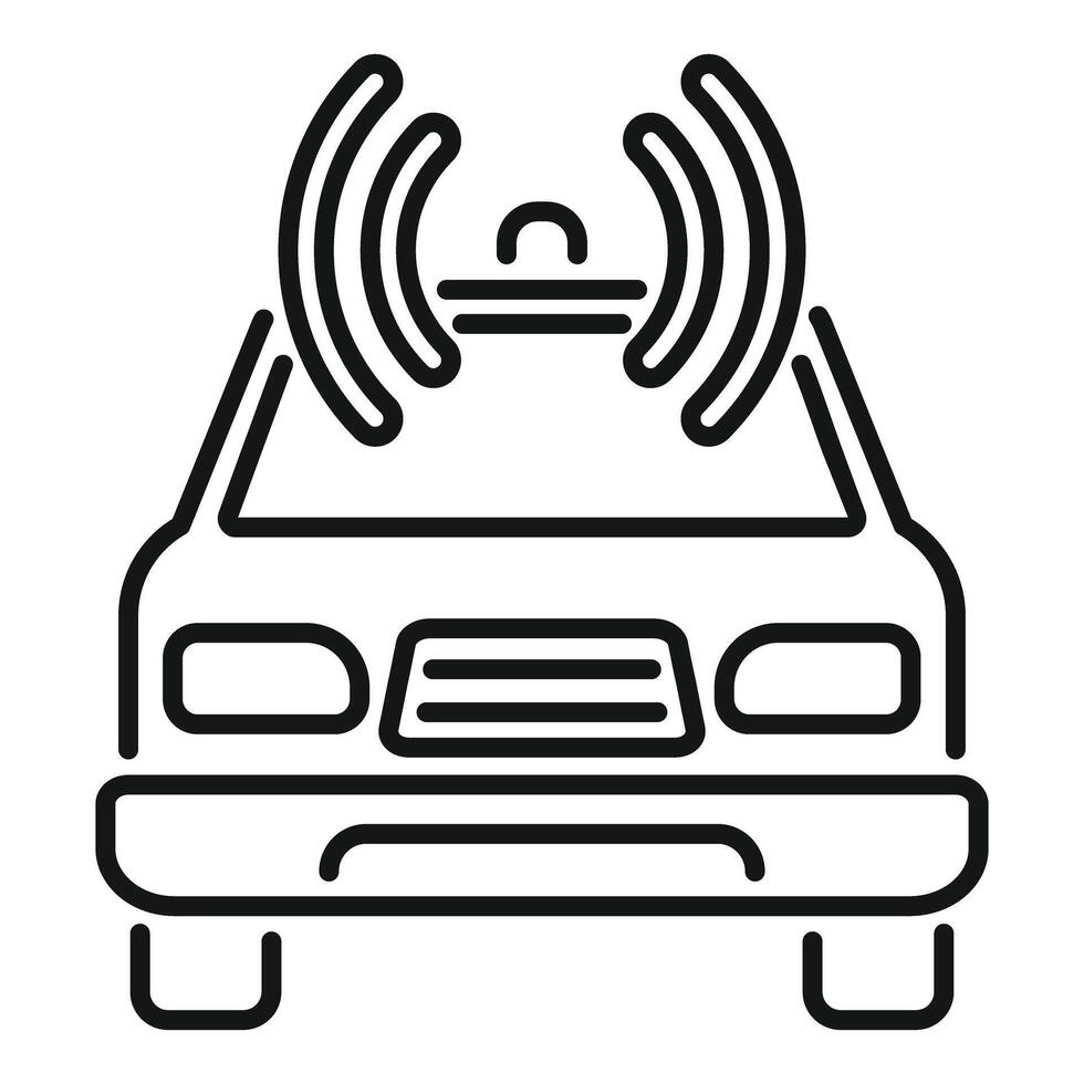 Front view of car emitting wifi signal with antenna on top vector