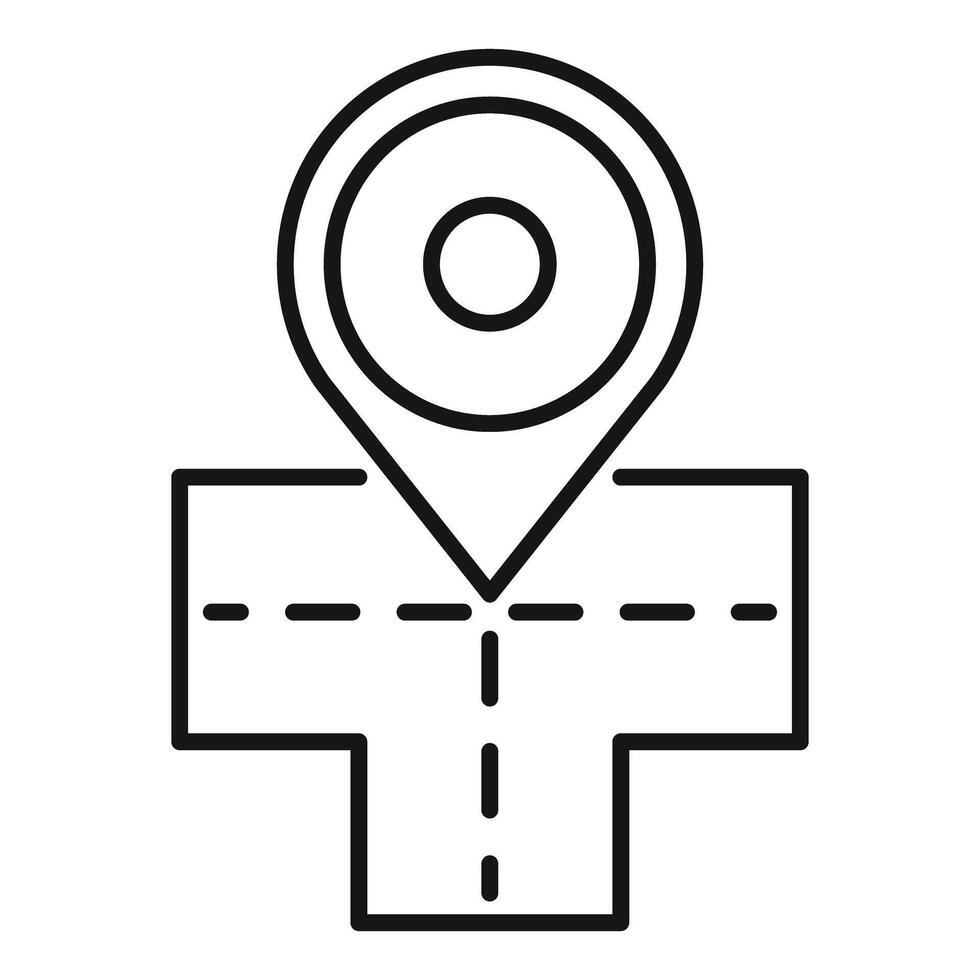 Location pin showing crossroads on map for navigation vector
