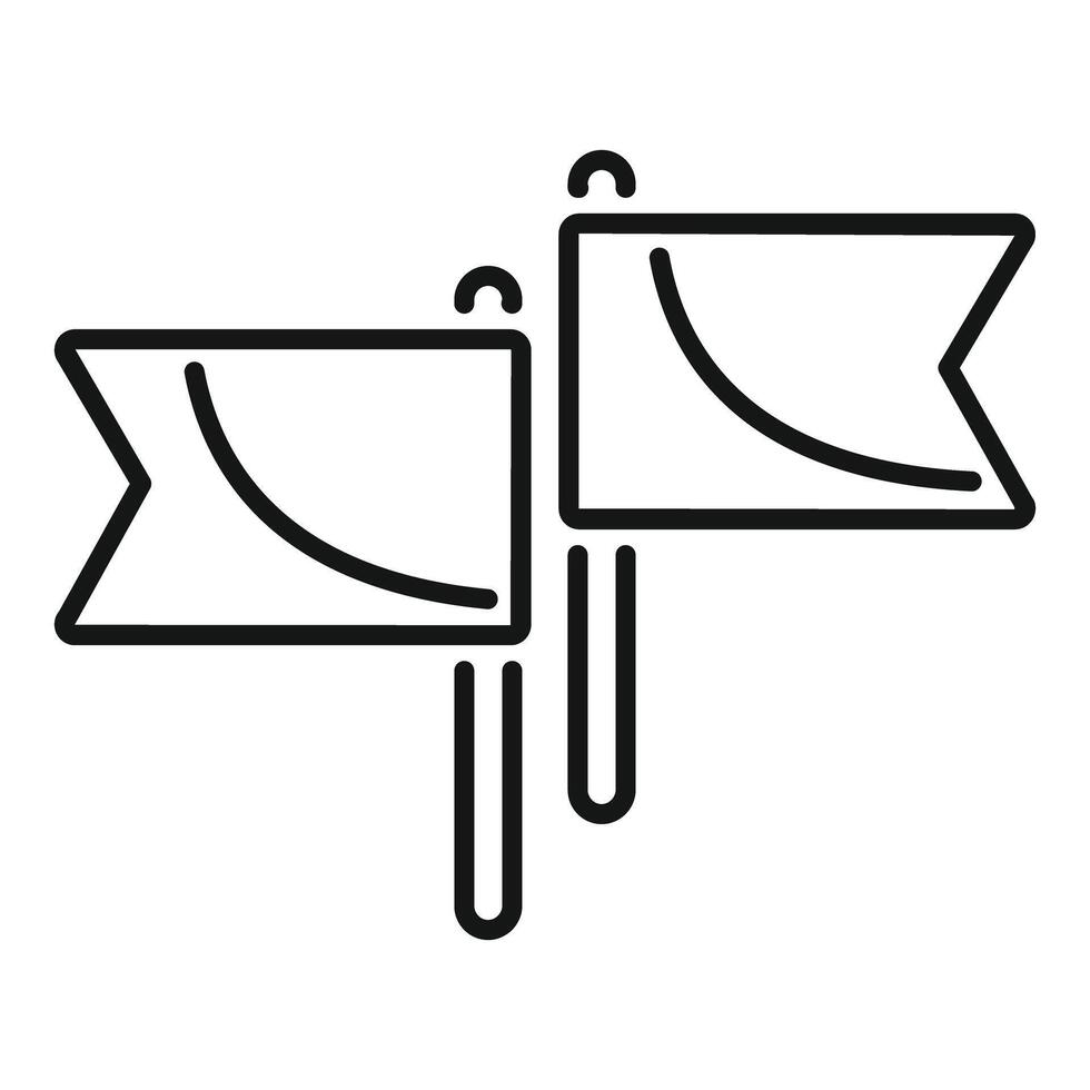 Two flags waving celebrating reaching business goals icon vector