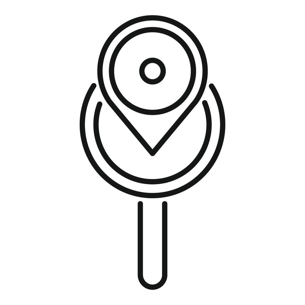 Magnifying glass searching for location with pin point icon vector