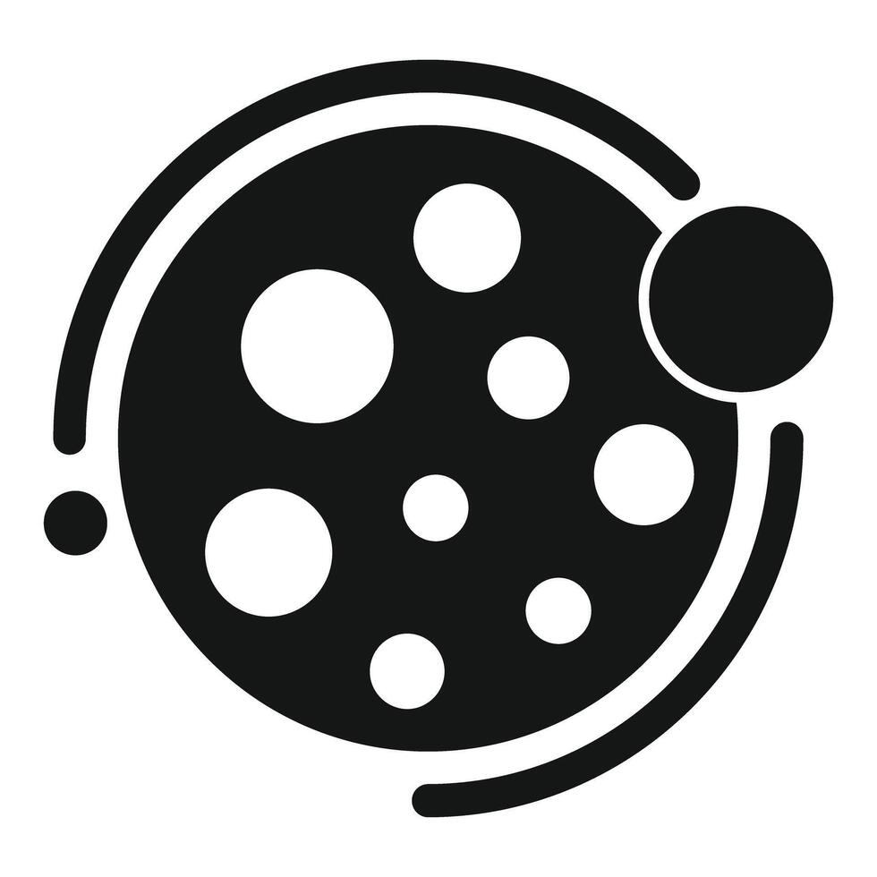 Big planet with satellite orbiting around icon in simple style vector