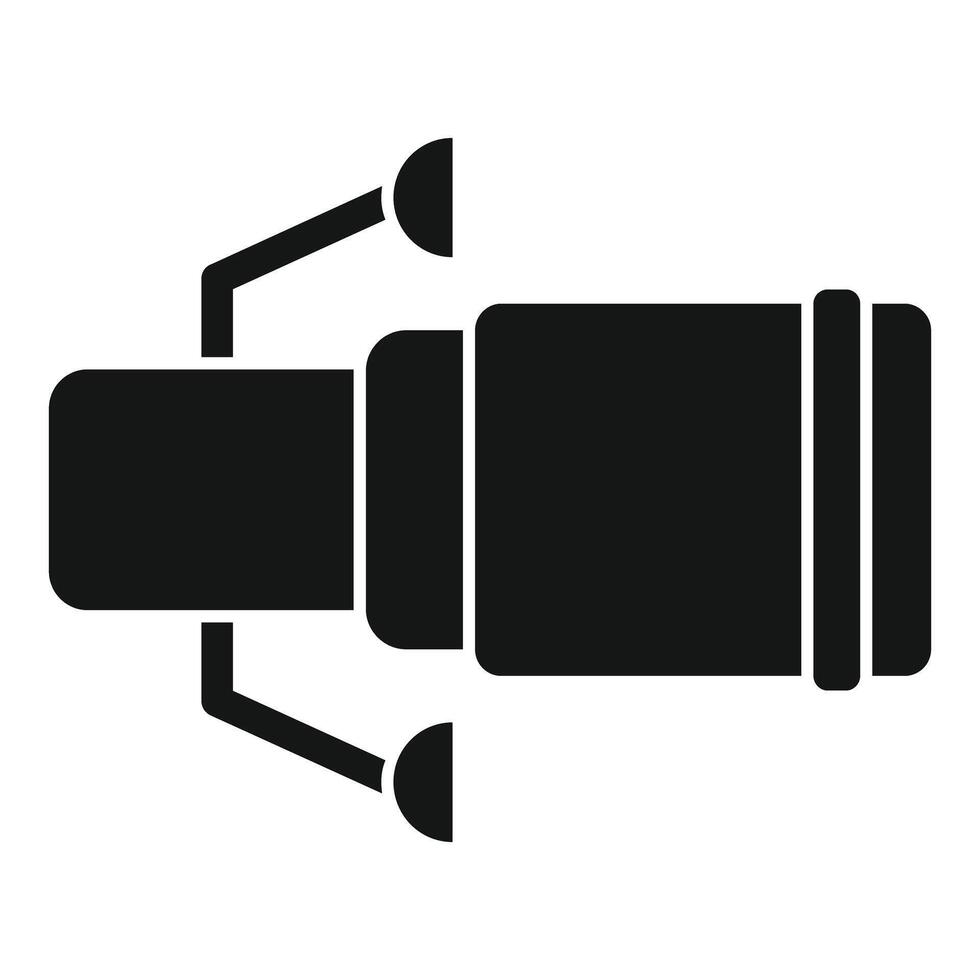 Professional video camera lens focusing on subject vector