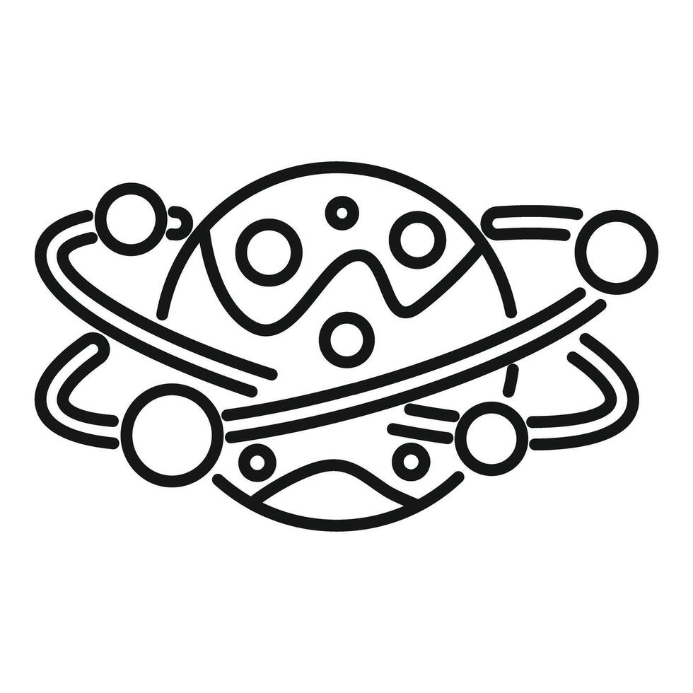 Cartoon planet surrounded by orbiting planets icon illustration vector
