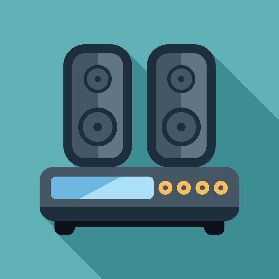 Home theater sound system playing music with two speakers vector