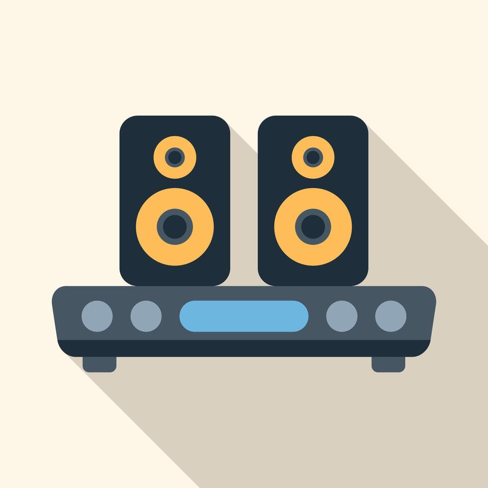 Home sound system playing music with long shadow vector