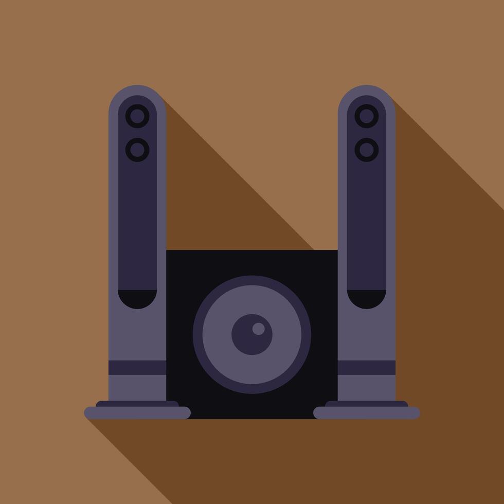 Home sound system playing music with long shadow vector