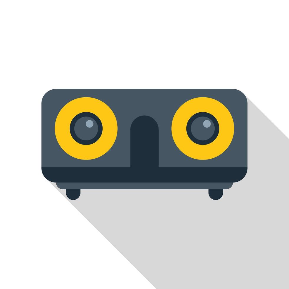 Modern wireless speaker playing loud music with yellow speakers vector