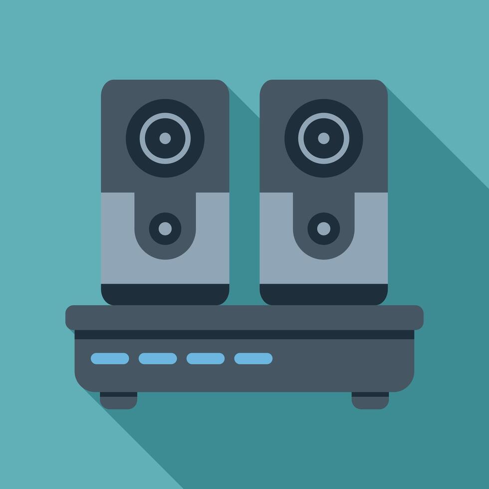 Modern audio system playing music with long shadow design vector