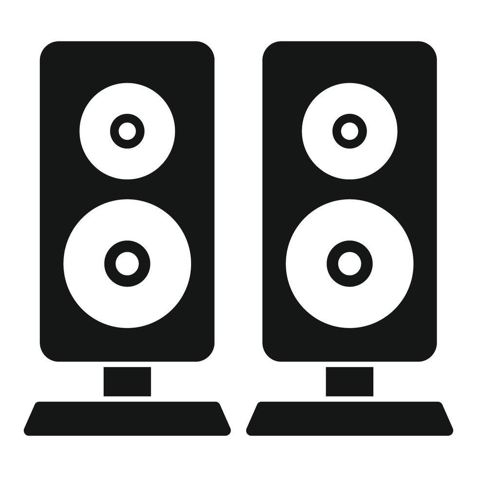 Pair of powerful audio speakers standing on stands delivering high quality sound vector