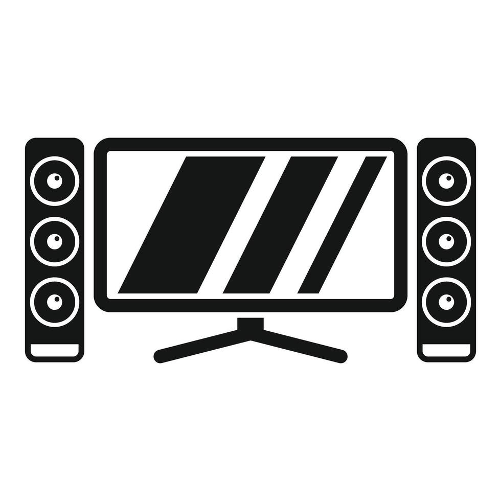 Home cinema system with big screen tv and speakers playing movie vector