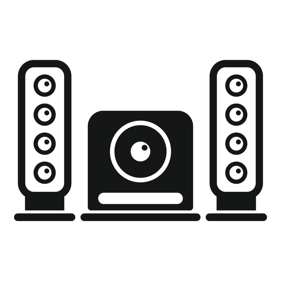 Acoustic system with subwoofer and two speakers playing loud music vector