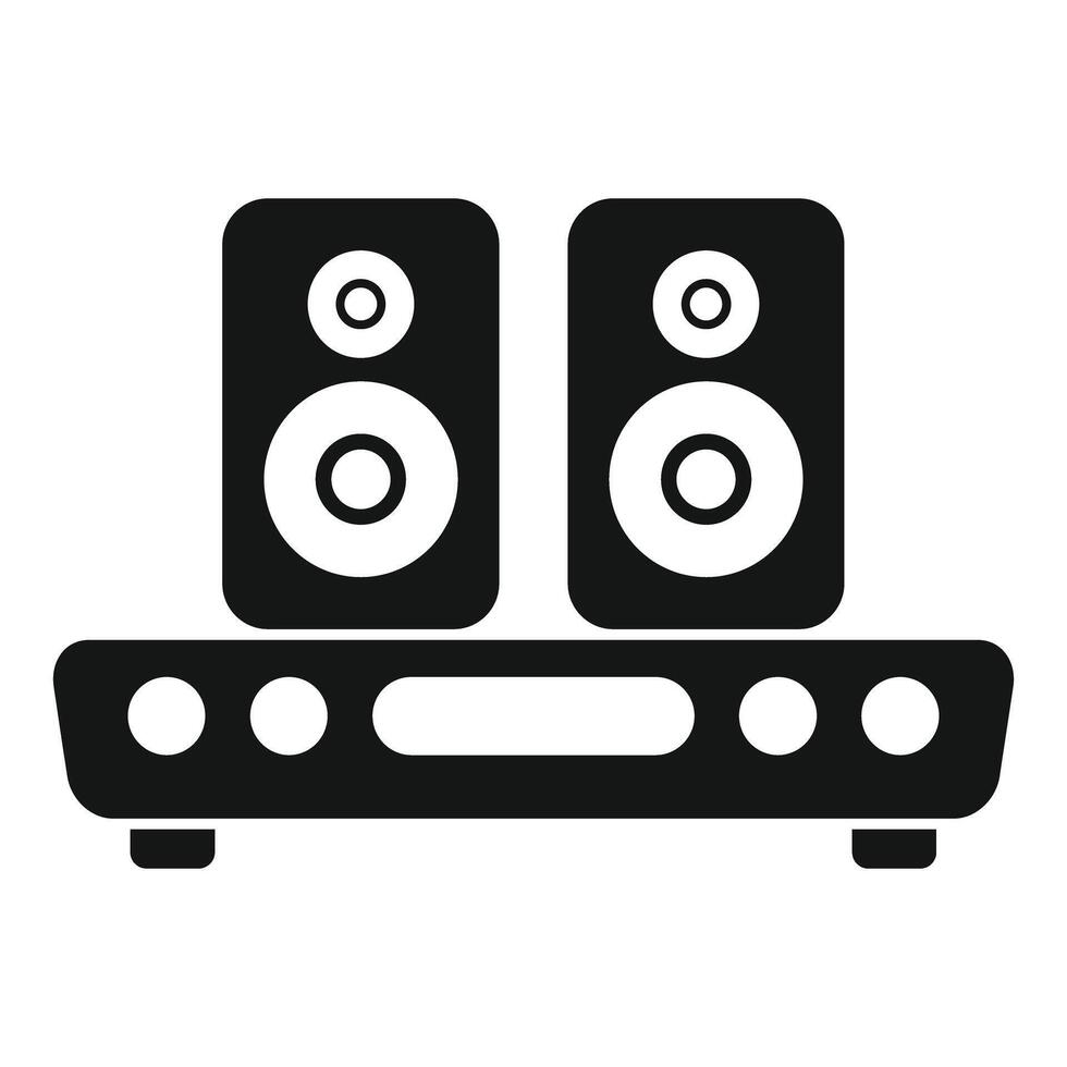 Audio system with two speakers standing on platform playing music vector