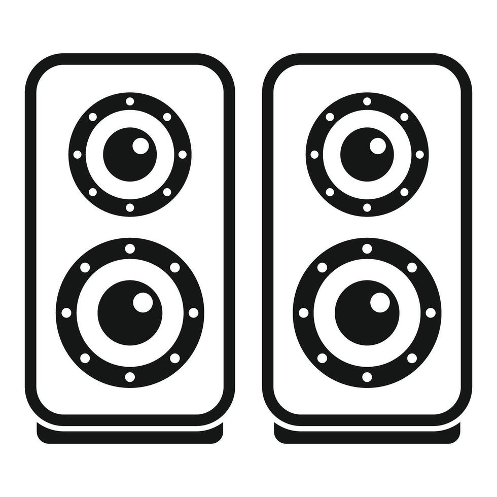 Pair of acoustic speakers standing on floor, music hardware icon vector