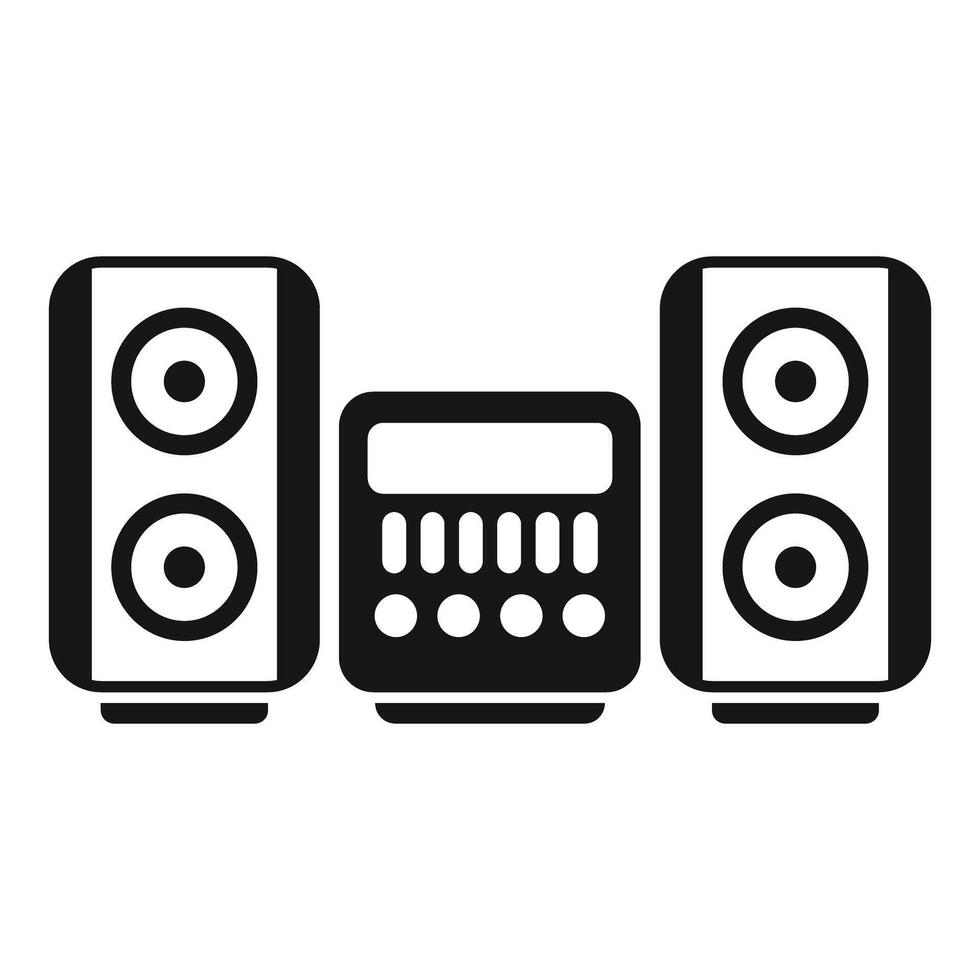 Music center with two loudspeakers playing audio content vector
