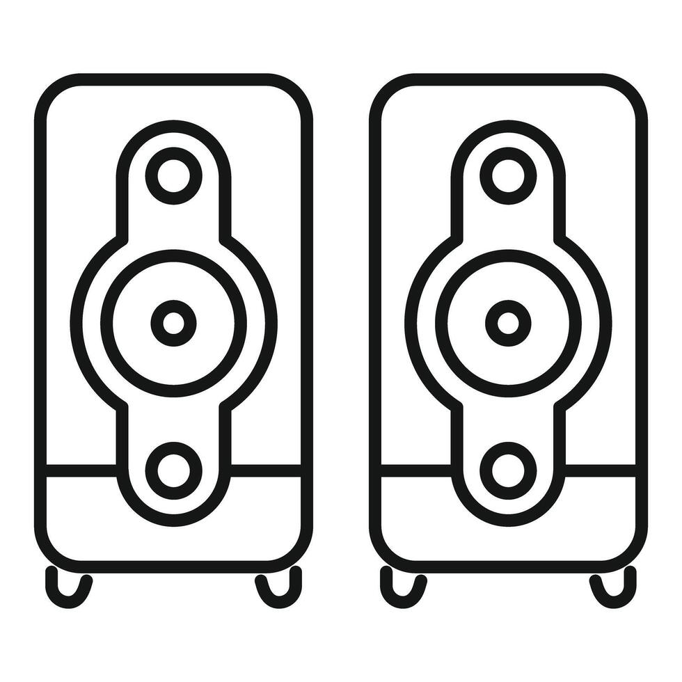 Pair of studio monitor speakers standing on floor delivering high quality sound for professional mixing and mastering vector