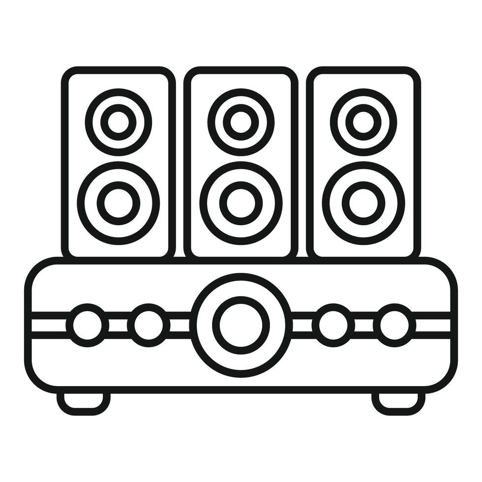 Audio system with three big loudspeakers and player playing music vector
