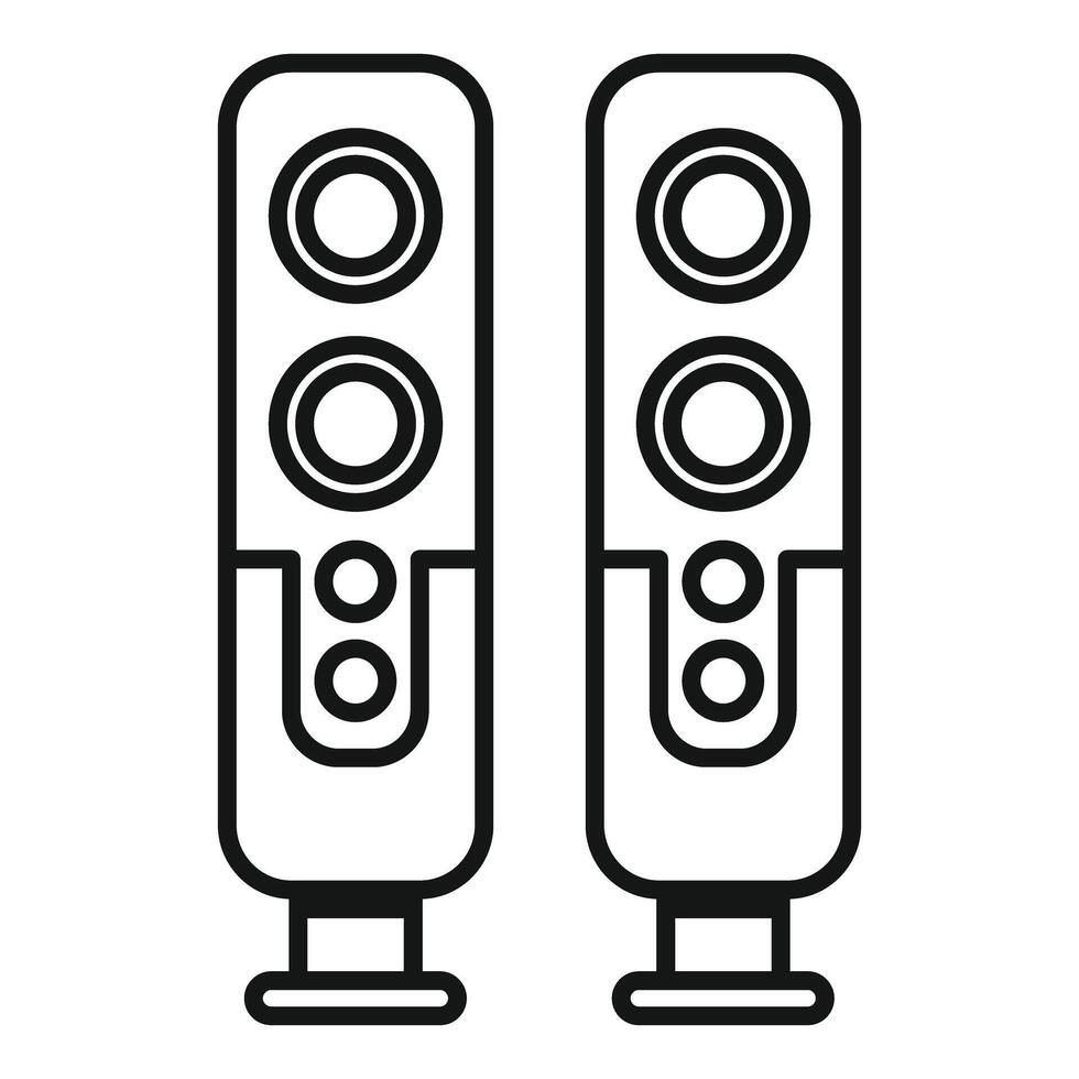 Pair of powerful dynamic speakers standing tall delivering immersive sound vector