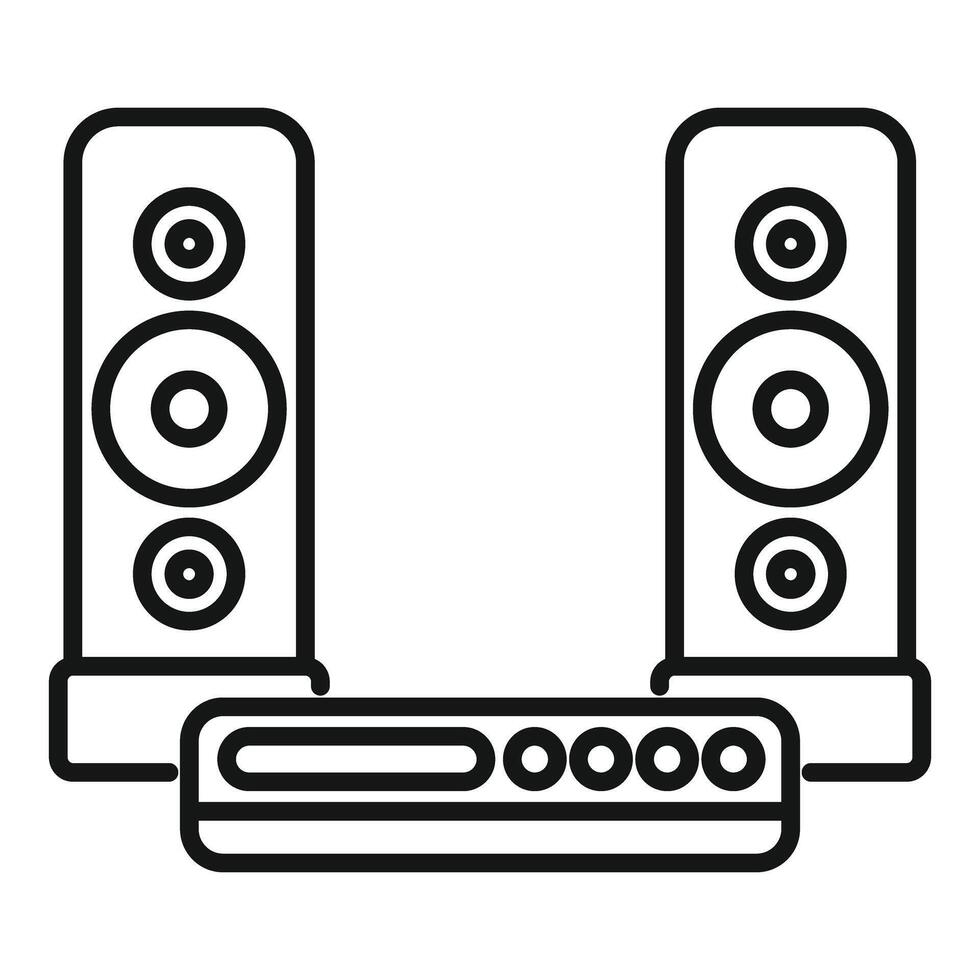 Music center playing audio content with two big speakers vector