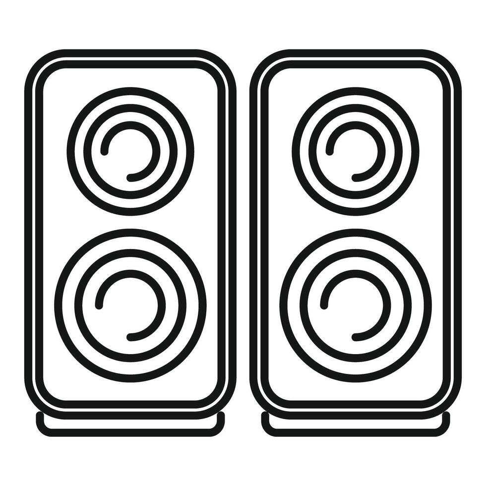 Two audio speakers standing side by side playing loud music icon vector