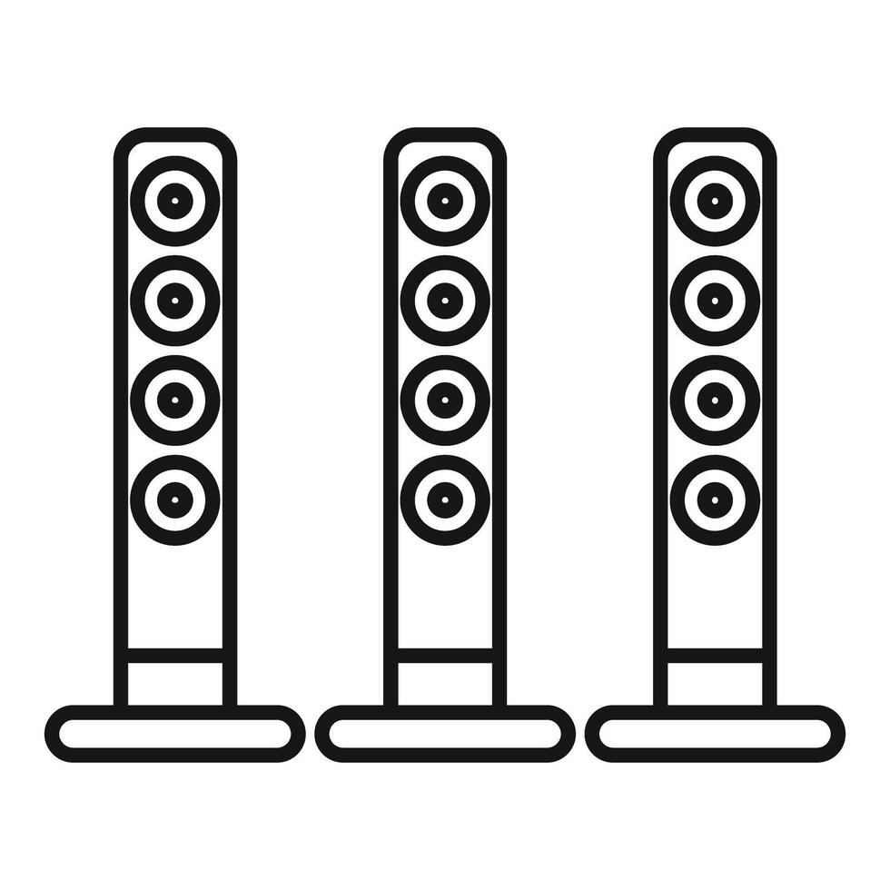 Three tall audio speakers standing on floor, delivering powerful sound for music lovers vector