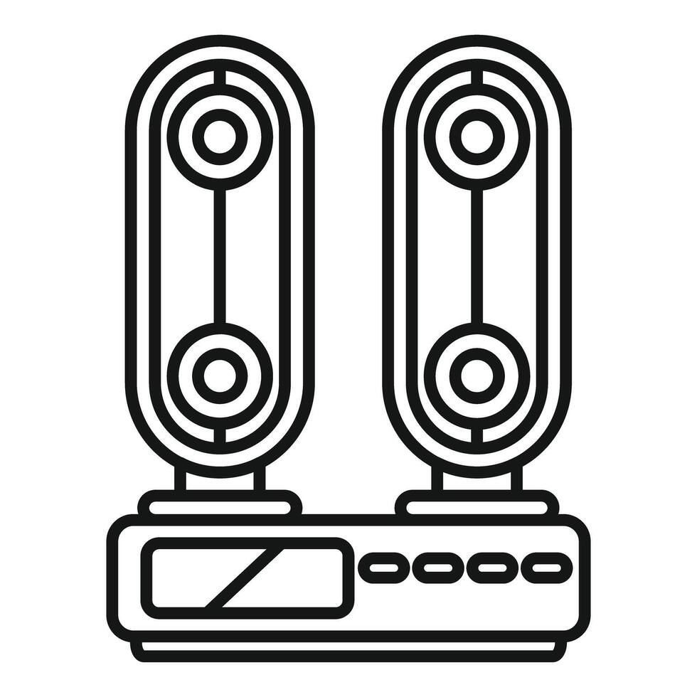 Music center with two loudspeakers playing audio content vector
