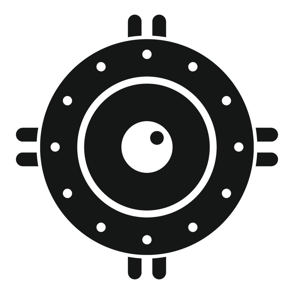 Round spaceship window showing galaxy view icon vector
