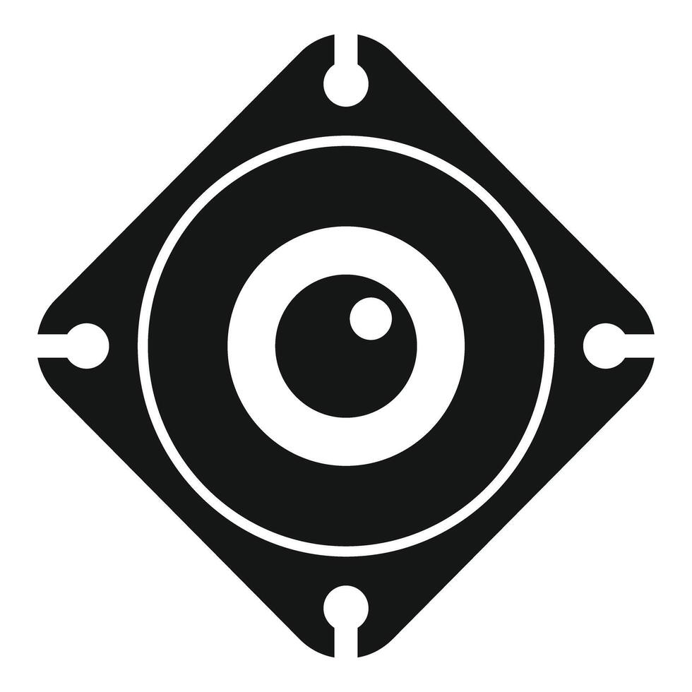 Black square audio speaker blasting music icon vector