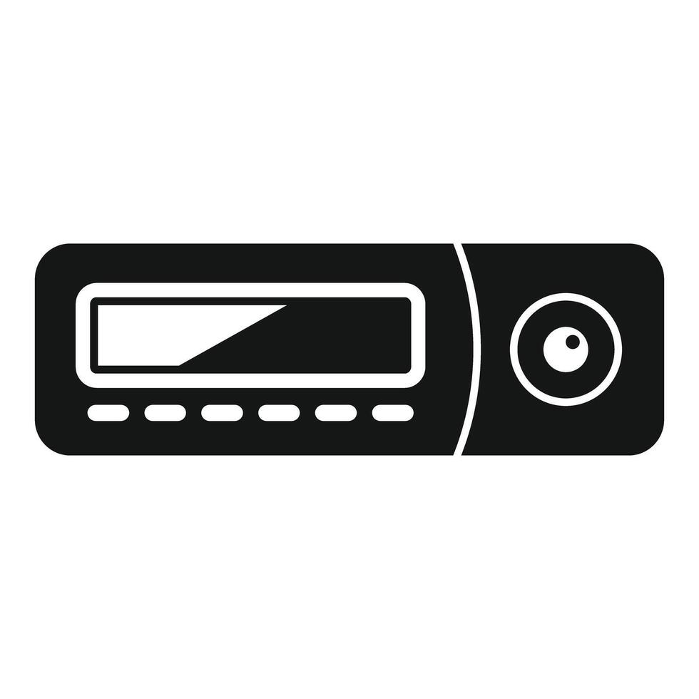 Car radio playing music while driving at night vector