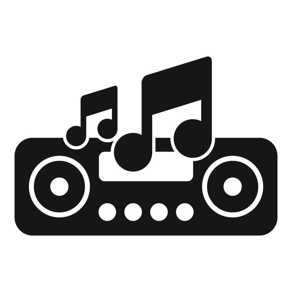 Boombox playing music with musical notes icon vector