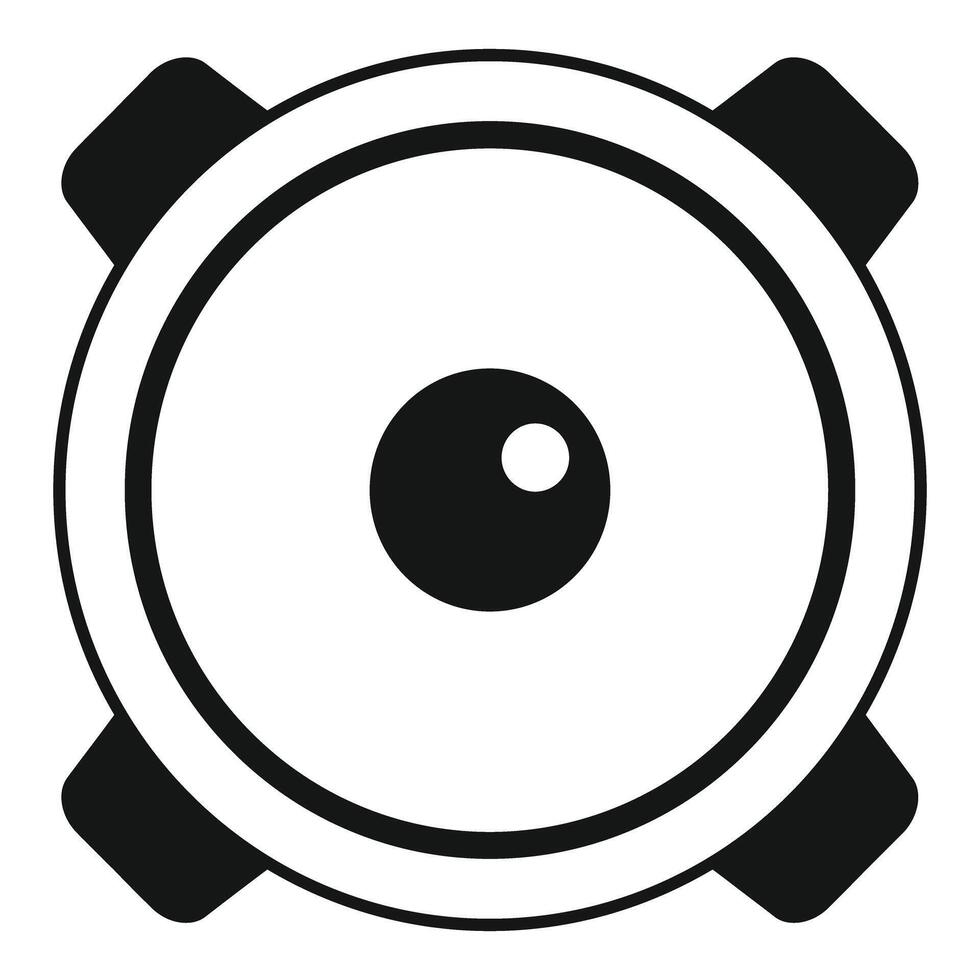 Big loudspeaker playing music with four fixation points icon vector