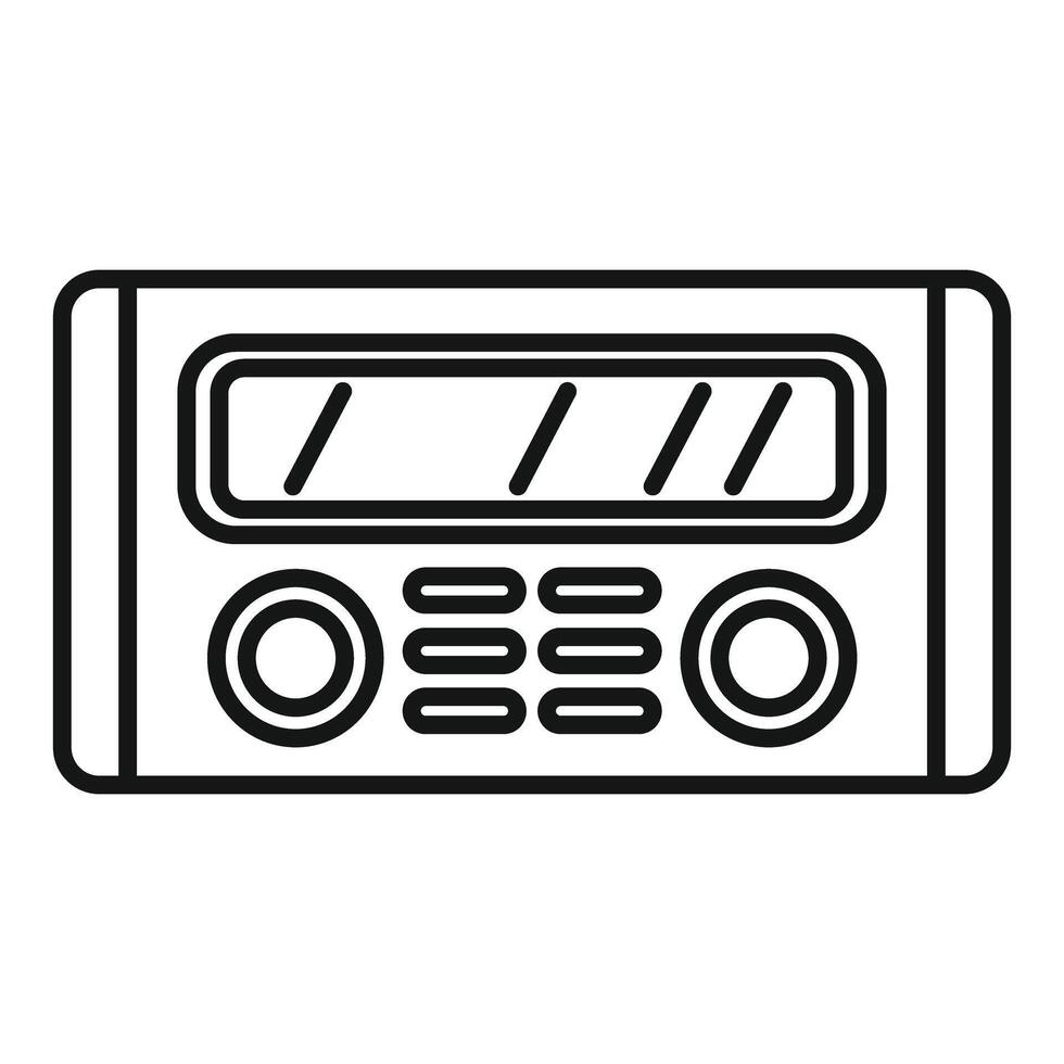 Old radio receiver broadcasting breaking news with antenna up tuning listening vector
