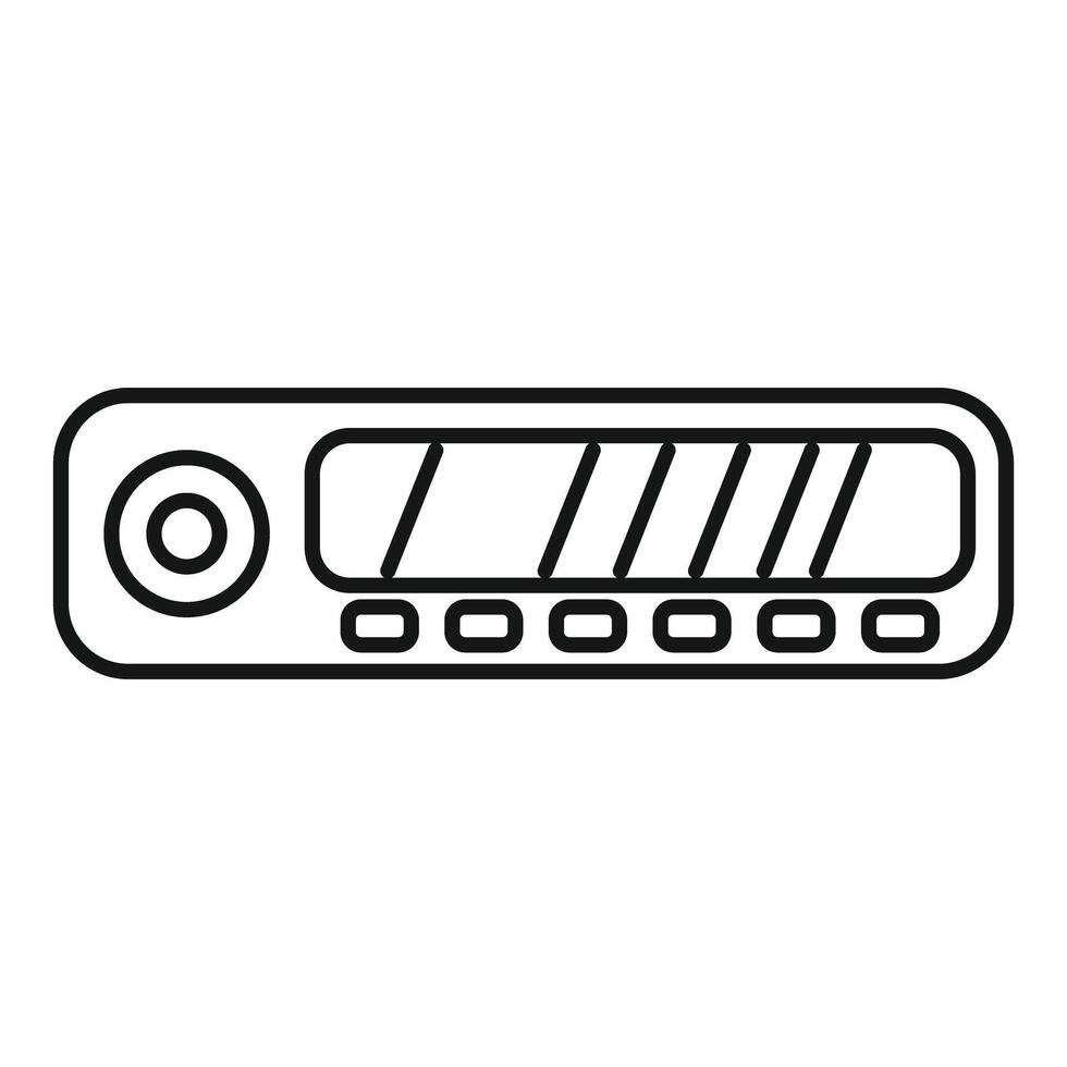 Minimalist line drawing of a car stereo playing music vector