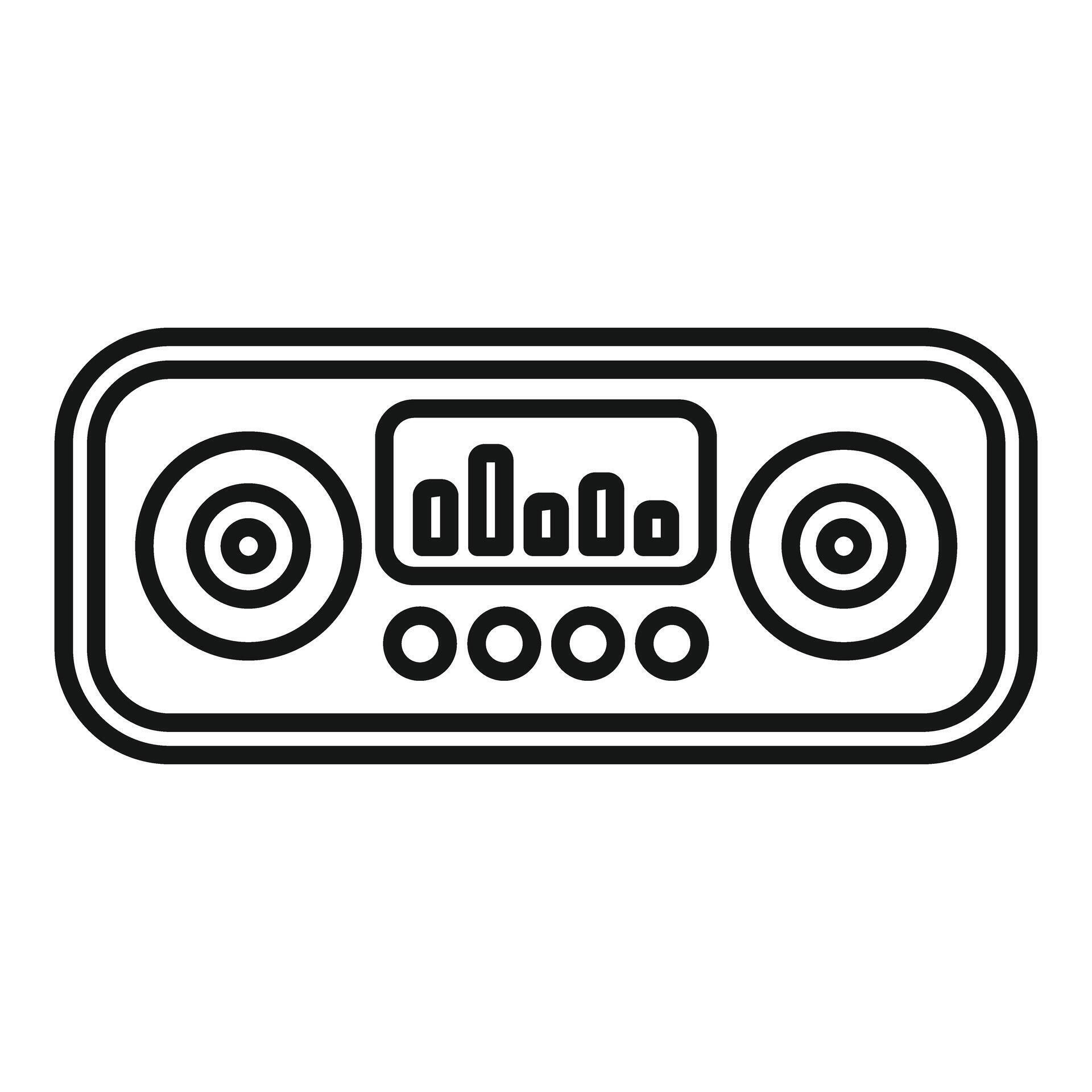 Simple line drawing of a vintage car radio playing music 49063300