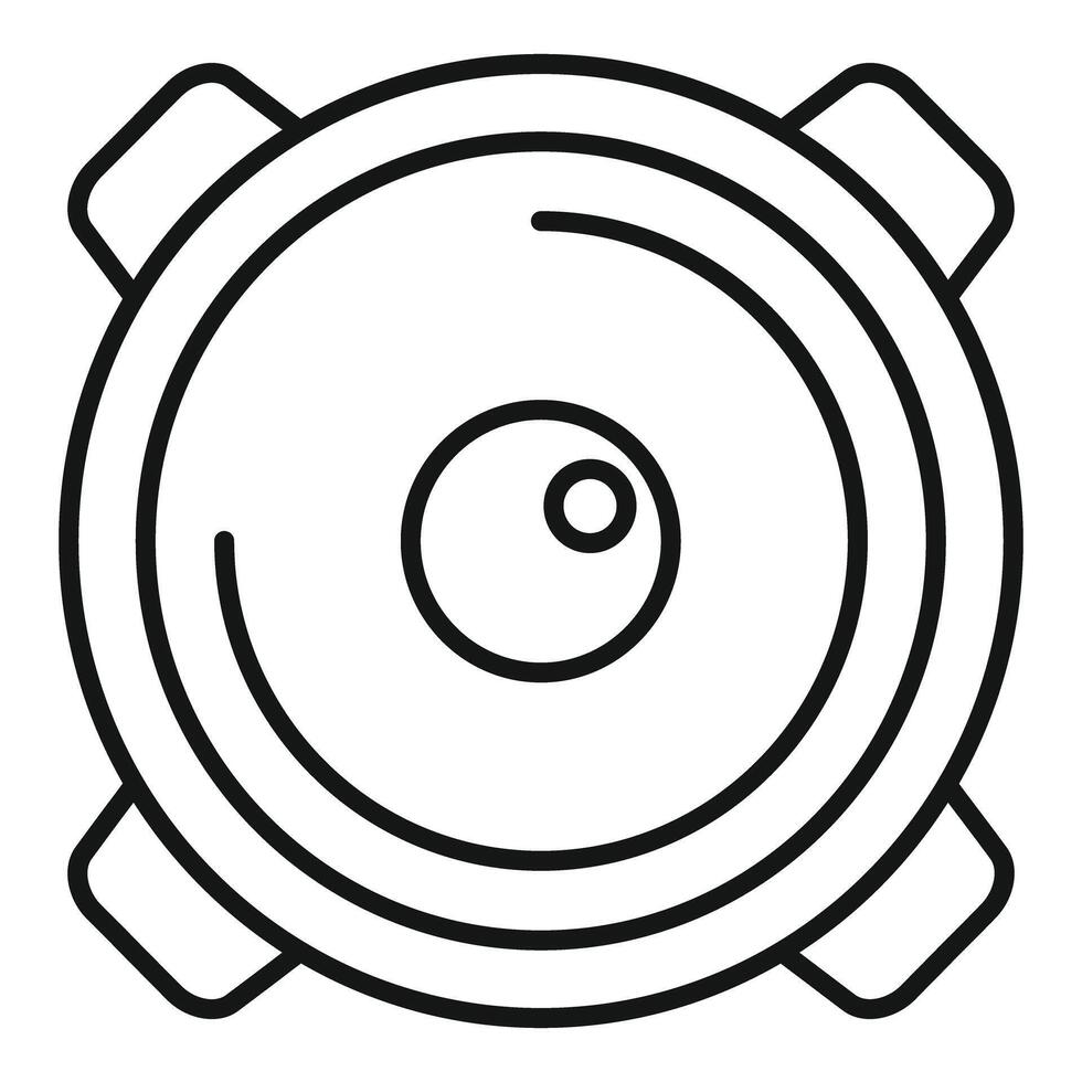 Round speaker playing music with four holes for fixing vector