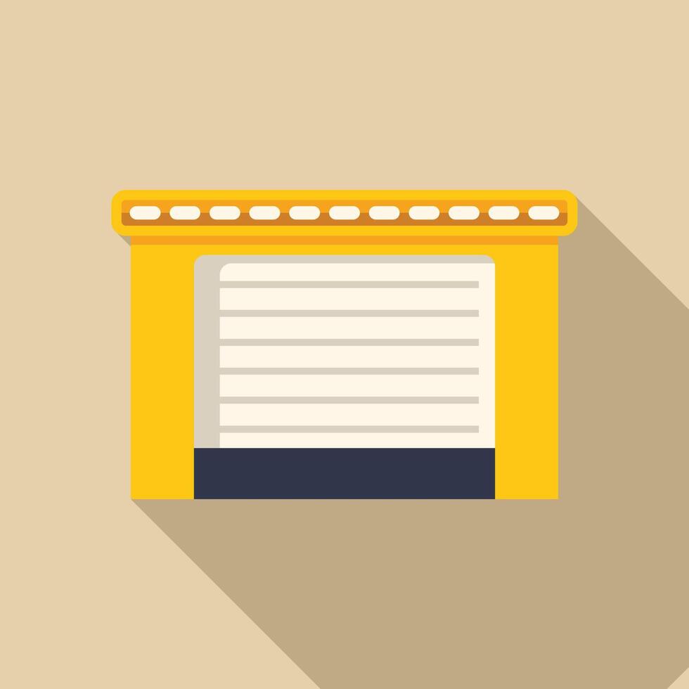 Yellow automatic garage door closing with long shadow vector