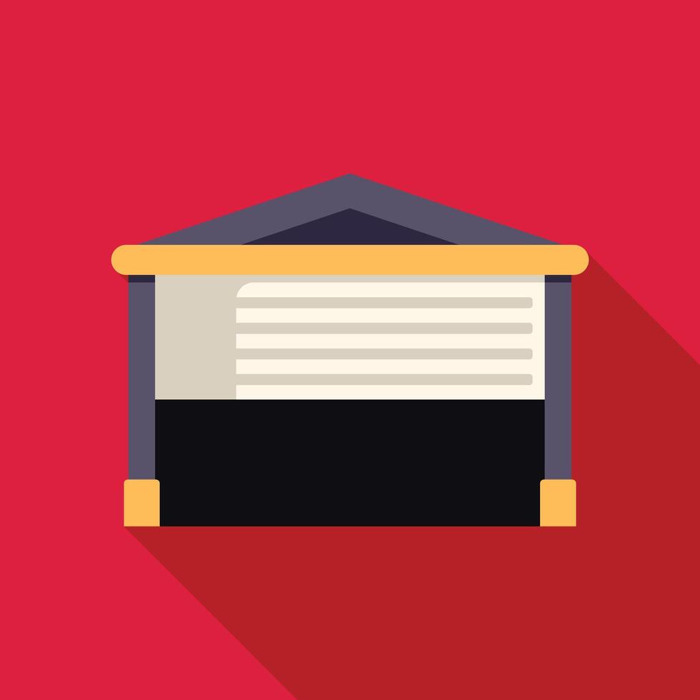 Automatic garage door protecting a modern building with long shadow vector