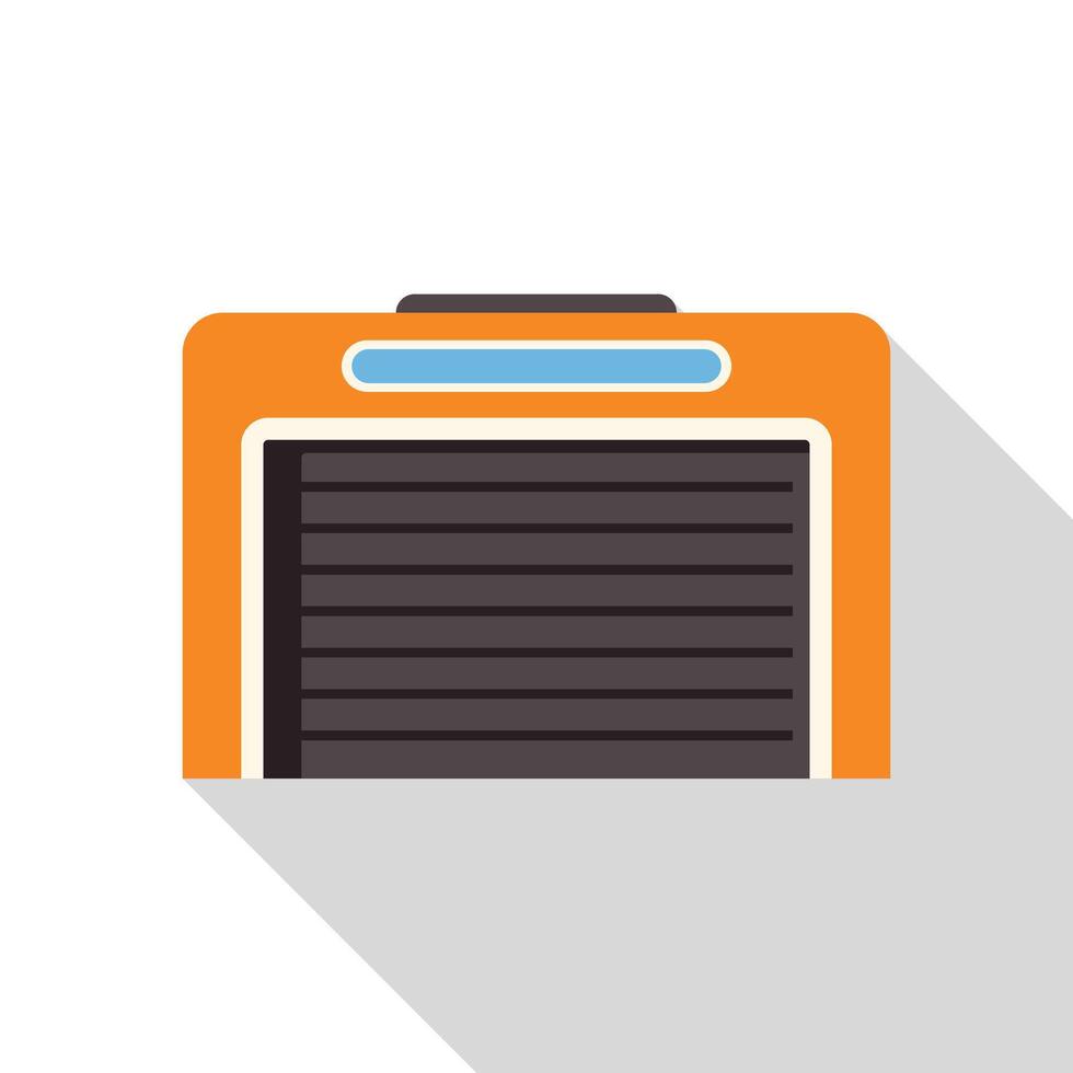 Orange garage door with long shadow representing building entrance or exit vector
