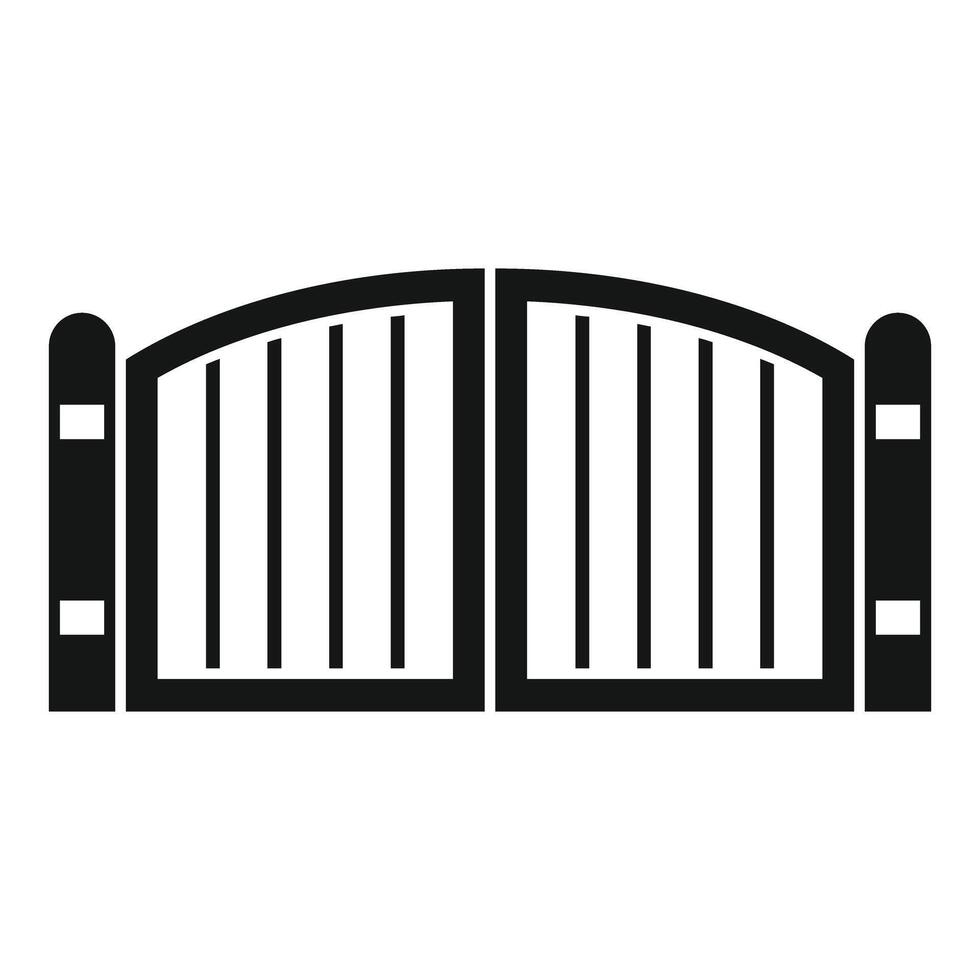 Large closed double swinging driveway gate protecting property vector