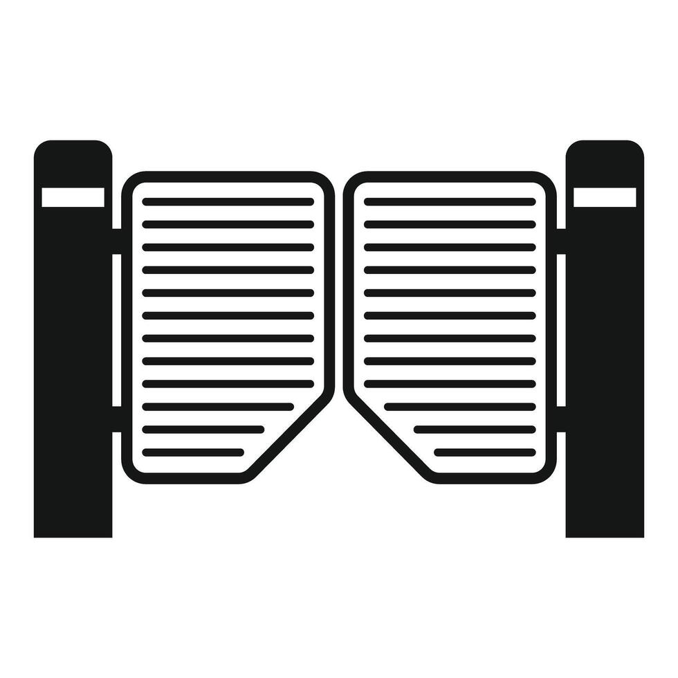 Simple illustration of a double swing gate with a rectangular transom vector