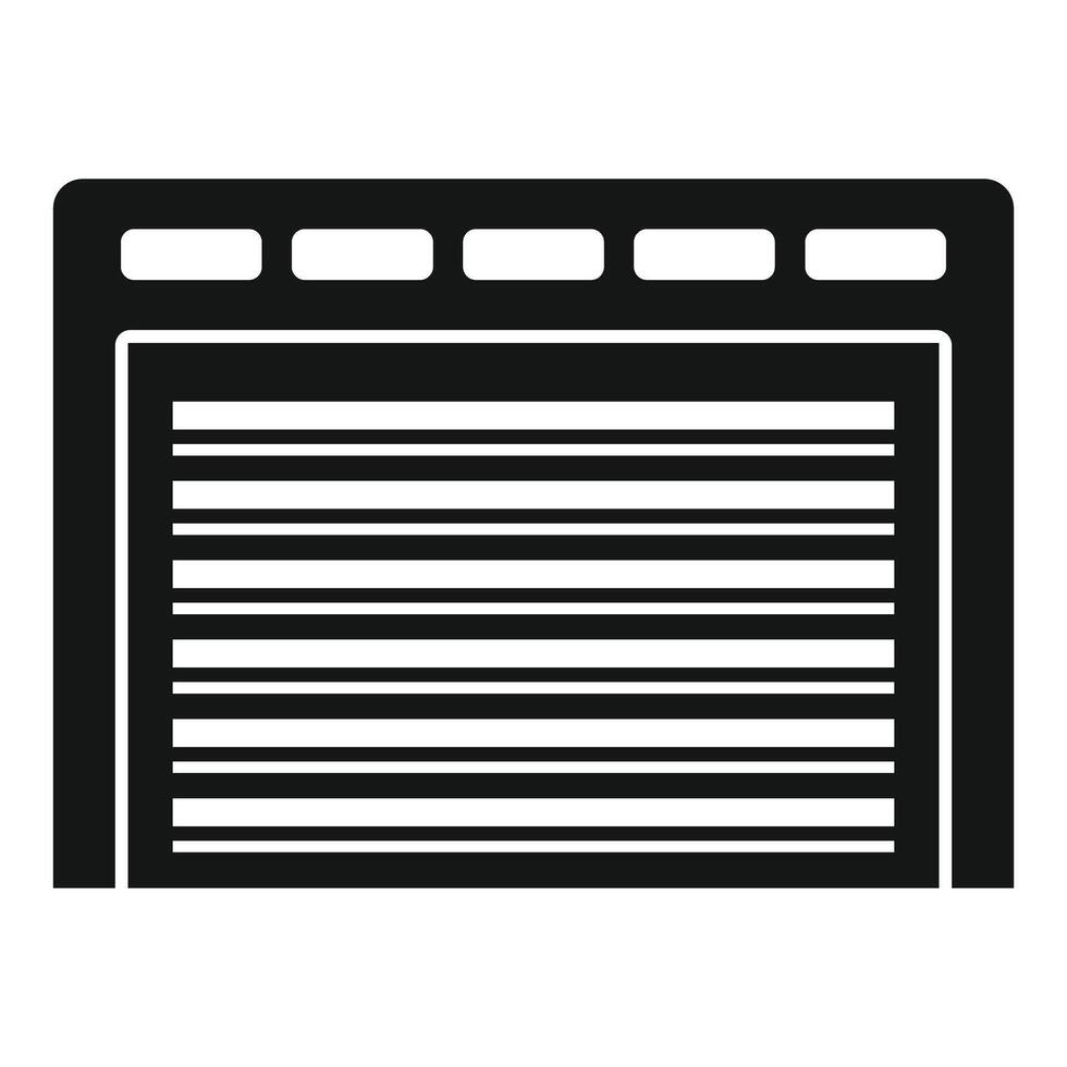 Black and white icon of a closed modern garage door vector
