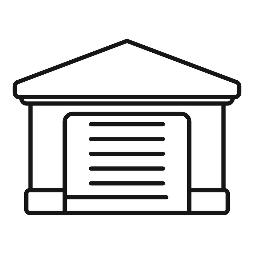 Big private garage building with closed gates line icon vector