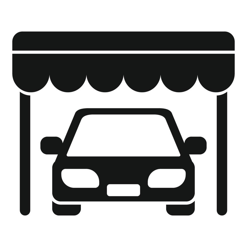 Car parking under awning icon, simple style vector