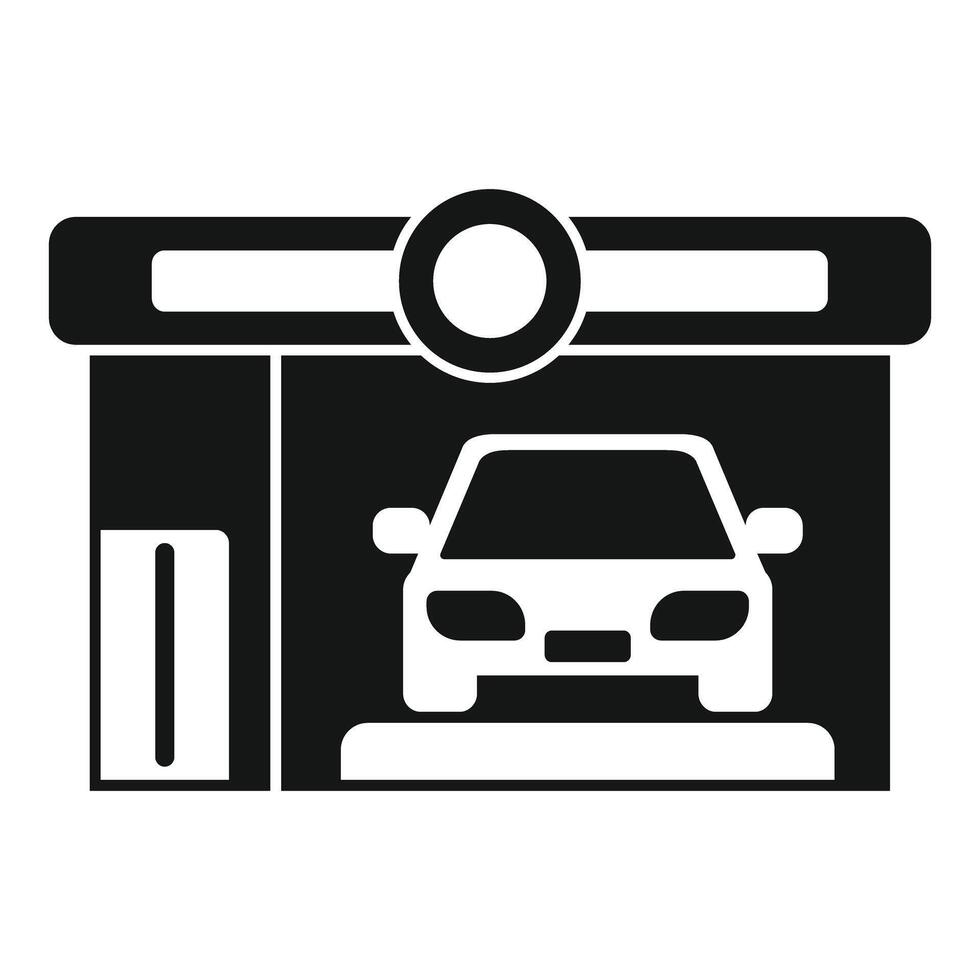 Car entering garage for repairing service icon vector